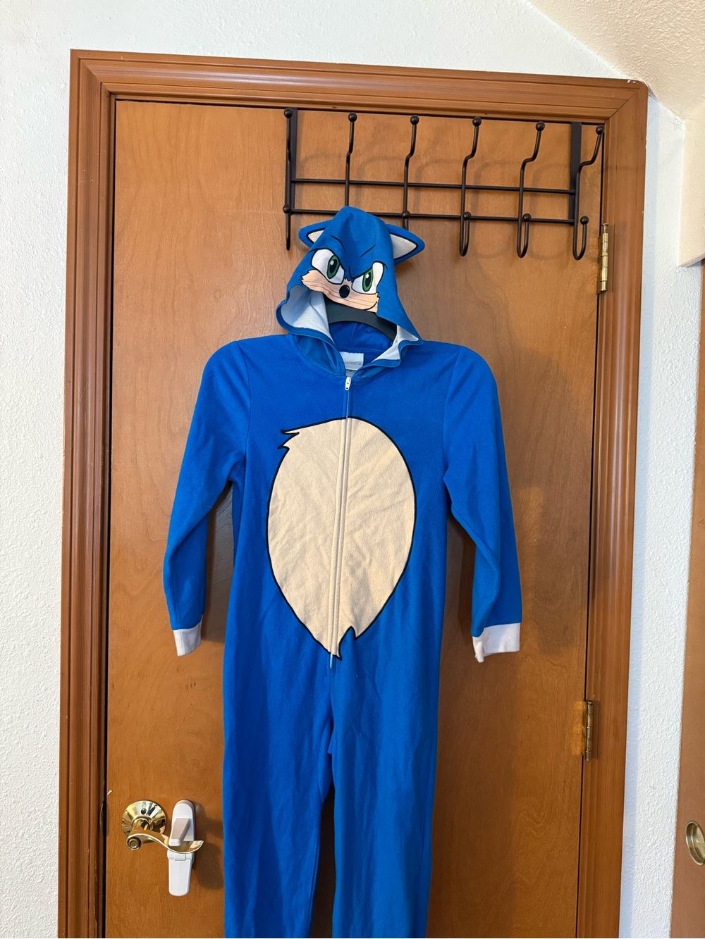 Blue Sonic-Inspired Kids One-Piece Hooded Pajama